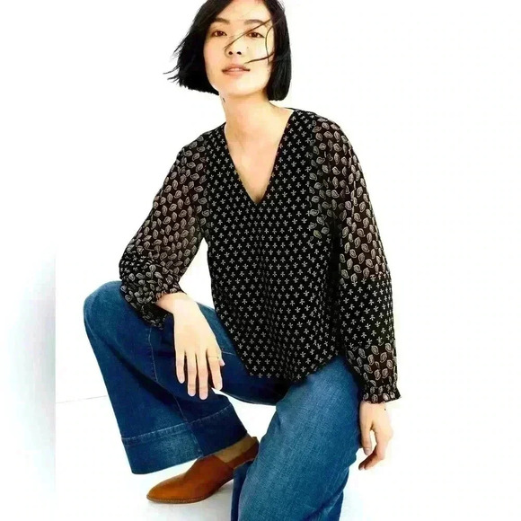 Madewell Tops - Madewell Sheer Long Sleeve Top in Brushstroke Paisley Mix Size Small